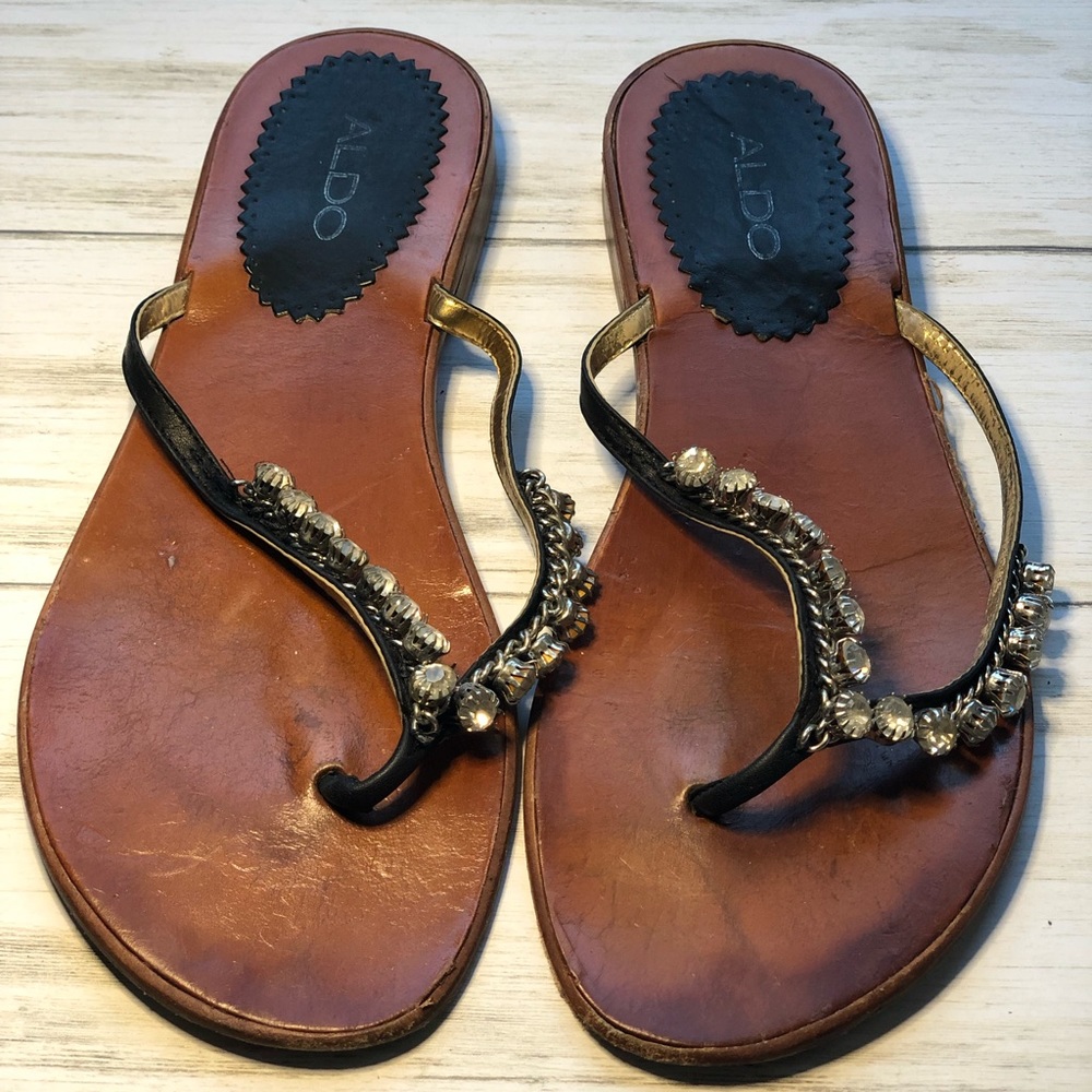 ALDO Black Leather Sandals